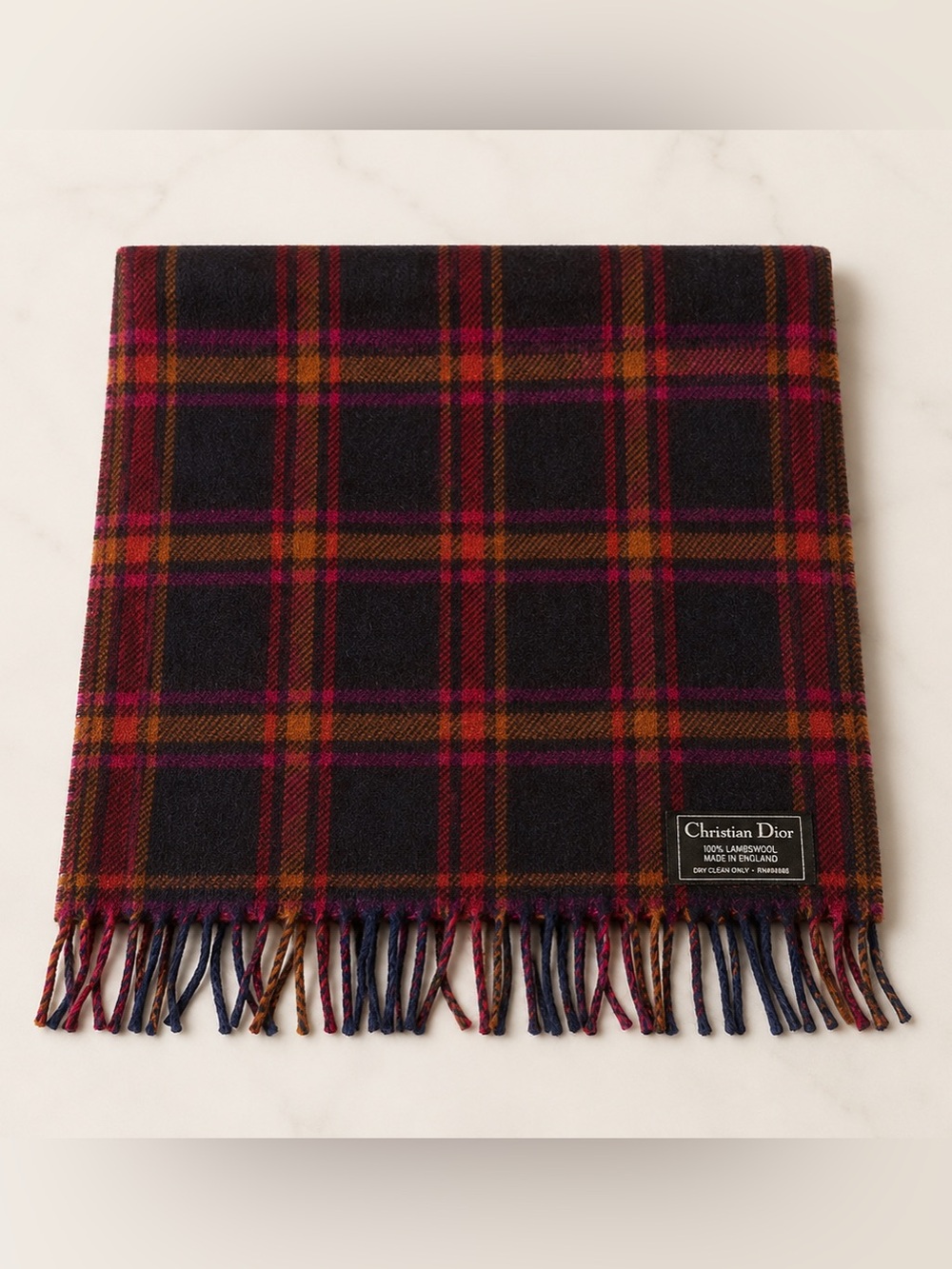 Dior lambswool plaid scarf - Picture 4 of 8